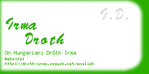 irma droth business card